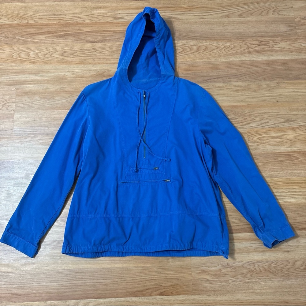 J Crew Women's Size Large Navy Blue Pullover Hooded Anorak Jacket - Picture 2 of 9